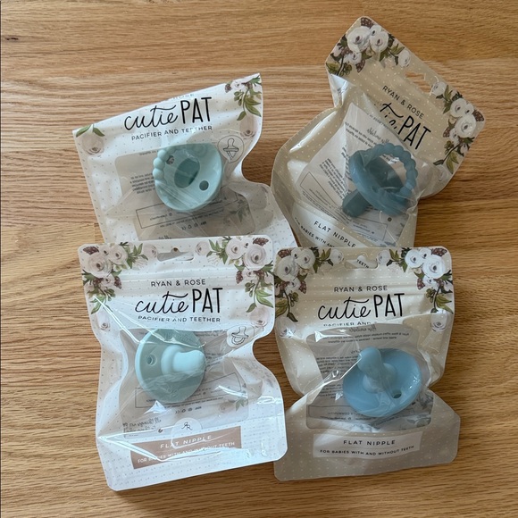 Ryan And Rose Other - Ryan & Rose Cutie PAT Pacifier and Teether set of four - light blue & Blue NEW